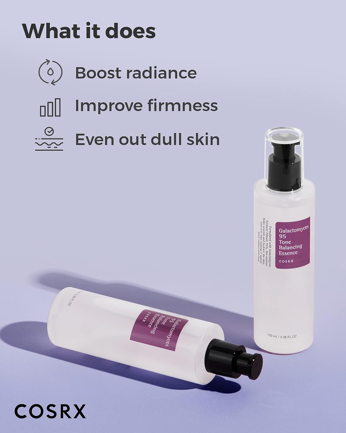 COSRX Galactomyces 95% Facial Essence, 100ml / 3.38 fl.oz | Daily Lightweight Korean Toner with 2% Niacinamide for Dull & Rough Skin | Korean Skin Care, Not Tested on Animals, Paraben Free